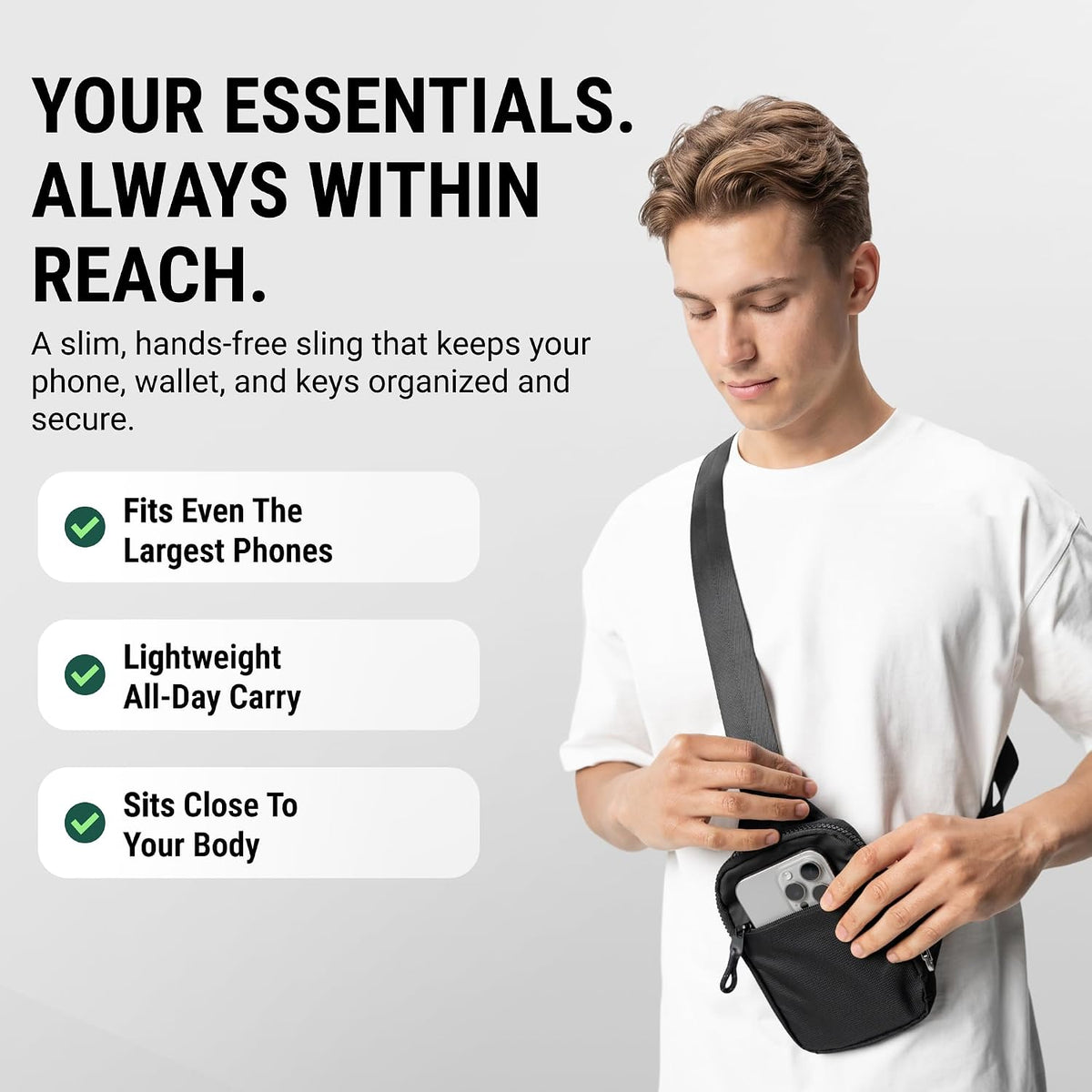 Anti-Theft Crossbody Sling Bag – RFID Protection, Cut-Resistant Strap & Water-Resistant Nylon