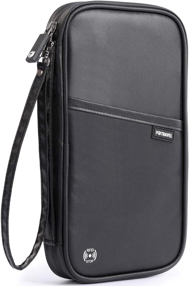RFID-Blocking Travel Wallet & Passport Organizer with Removable Wrist Strap