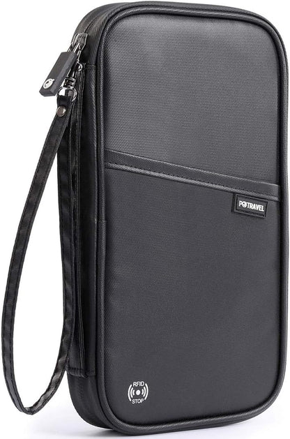 RFID-Blocking Travel Wallet & Passport Organizer with Removable Wrist Strap