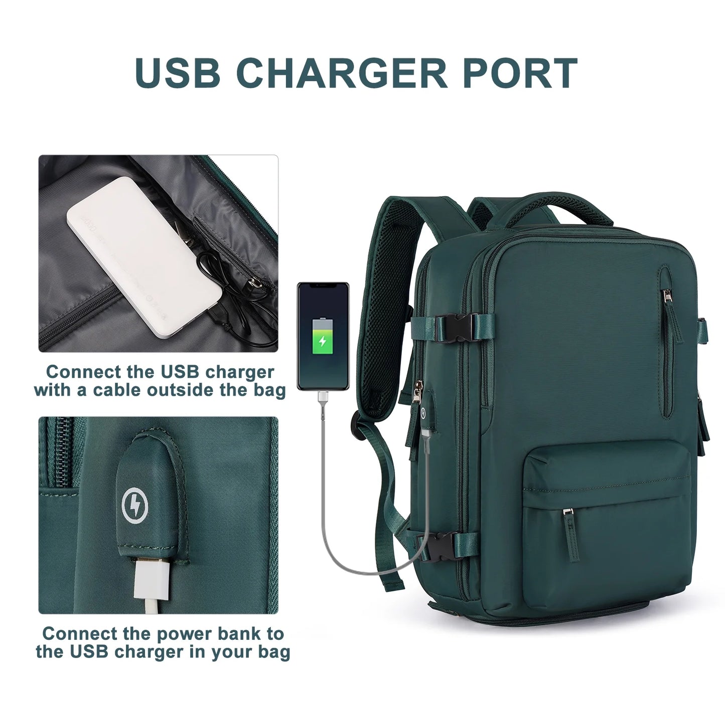 Large Backpack Women, Carry on Backpack,Hiking Backpack Waterproof Outdoor Sports Rucksack Casual Daypack School Bag Fit 14 Inch Laptop with USB Charging Port Shoes Compartment