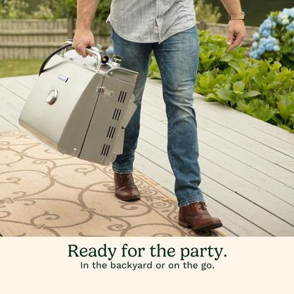 Chef'S Style Tabletop Portable Propane Gas Grill, 20,000 BTU Stainless Steel 2-Burner Outdoor BBQ Grill for Camping, Tailgates, BBQ, Hassle-Free Setup