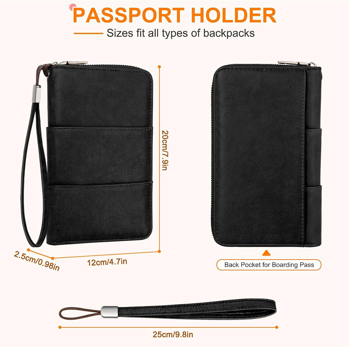 RFID-Blocking Family Passport Wallet – Multi-Document Travel Organizer with Removable Wristlet