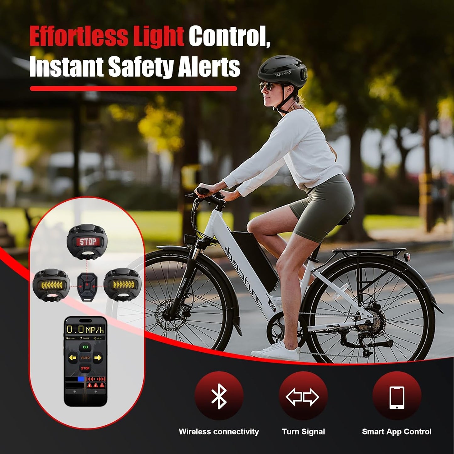 Bike Helmet, Bicycle Helmets with Light, 360° High Visibility LED Display, Lightweight Adjustable Mountain Bike Helmet with Turn Signals, Smart APP Controlled, Helmets for Adults, Youth, Men & Women