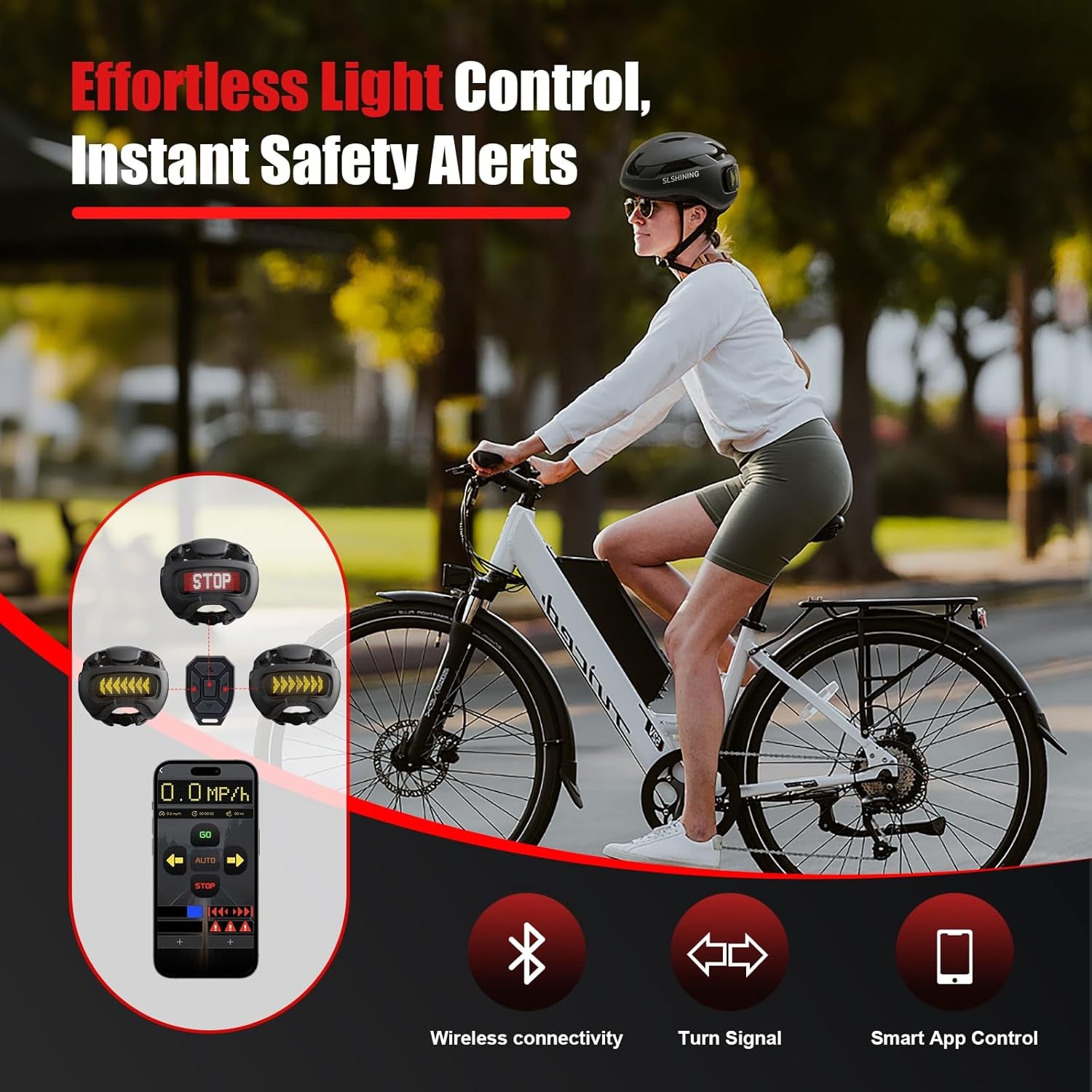 Bike Helmet, Bicycle Helmets with Light, 360° High Visibility LED Display, Lightweight Adjustable Mountain Bike Helmet with Turn Signals, Smart APP Controlled, Helmets for Adults, Youth, Men & Women