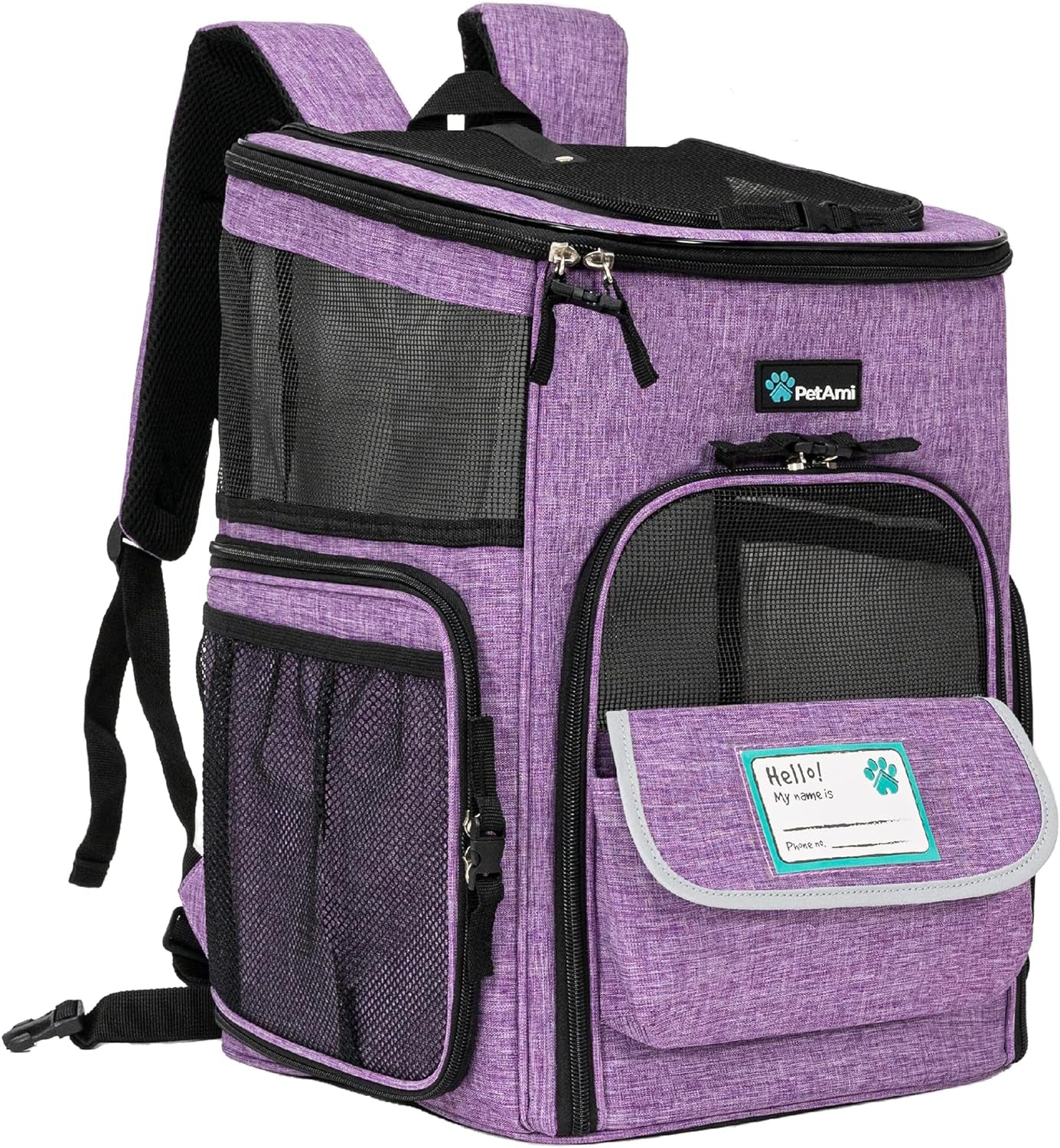 Petami Dog Backpack Carrier, Airline Approved 4-Way Entry Cat Backpack Carrier, Ventilated Mesh, Collapsible Pet Carrier for Small Puppy, Kitten, Hiking, Travel Car, Vet, up to 18 Lbs, Charcoal Gray