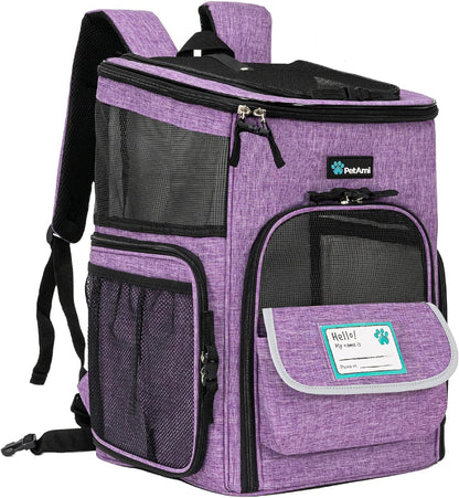 Petami Dog Backpack Carrier, Airline Approved 4-Way Entry Cat Backpack Carrier, Ventilated Mesh, Collapsible Pet Carrier for Small Puppy, Kitten, Hiking, Travel Car, Vet, up to 18 Lbs, Charcoal Gray
