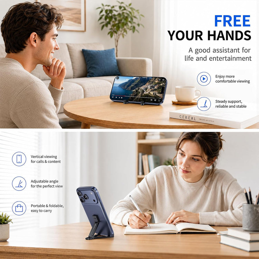 Mini Aluminum Foldable Phone Stand with Keychain – 180° Adjustable Desk Holder