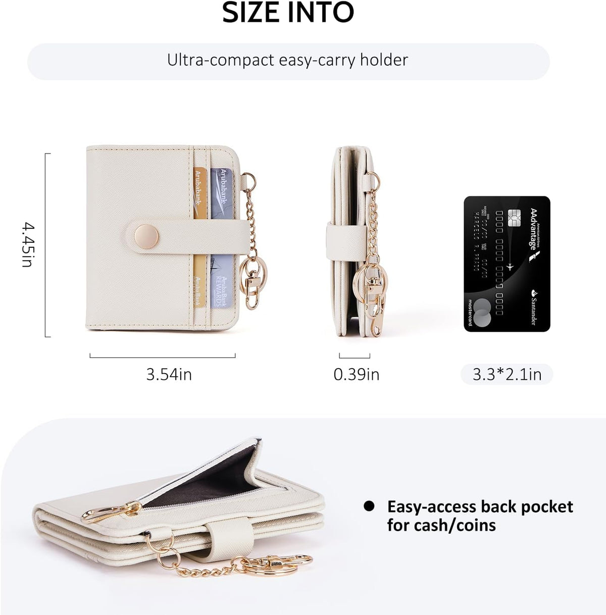 Slim RFID-Blocking Wallet with Zipper Coin Pocket & Keychain