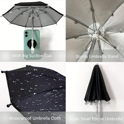 Creative Mini Umbrella Phone Stand, Universal Waterproof Holder for Smartphones, Portable Outdoor Rain & Sun Accessory