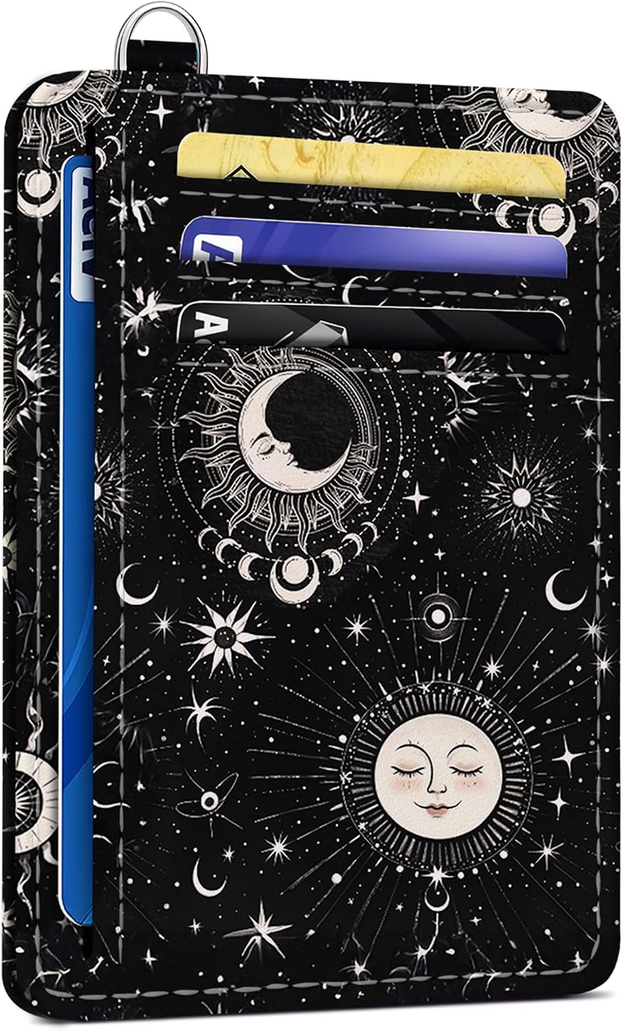 Viral Vault Goth Bookshelf Card Holder — Slim RFID Wallet with ID Window & D-Ring