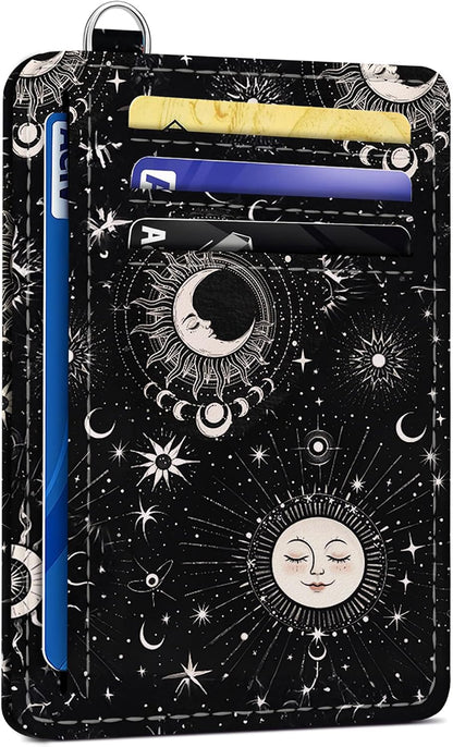 Viral Vault Goth Bookshelf Card Holder — Slim RFID Wallet with ID Window & D-Ring