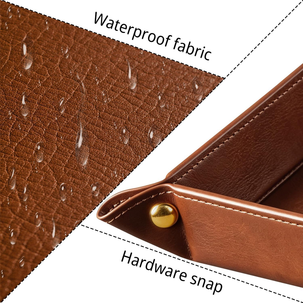 Viral Vault Roman Texture Valet Tray — PU Leather EDC Catchall & Nightstand Organizer