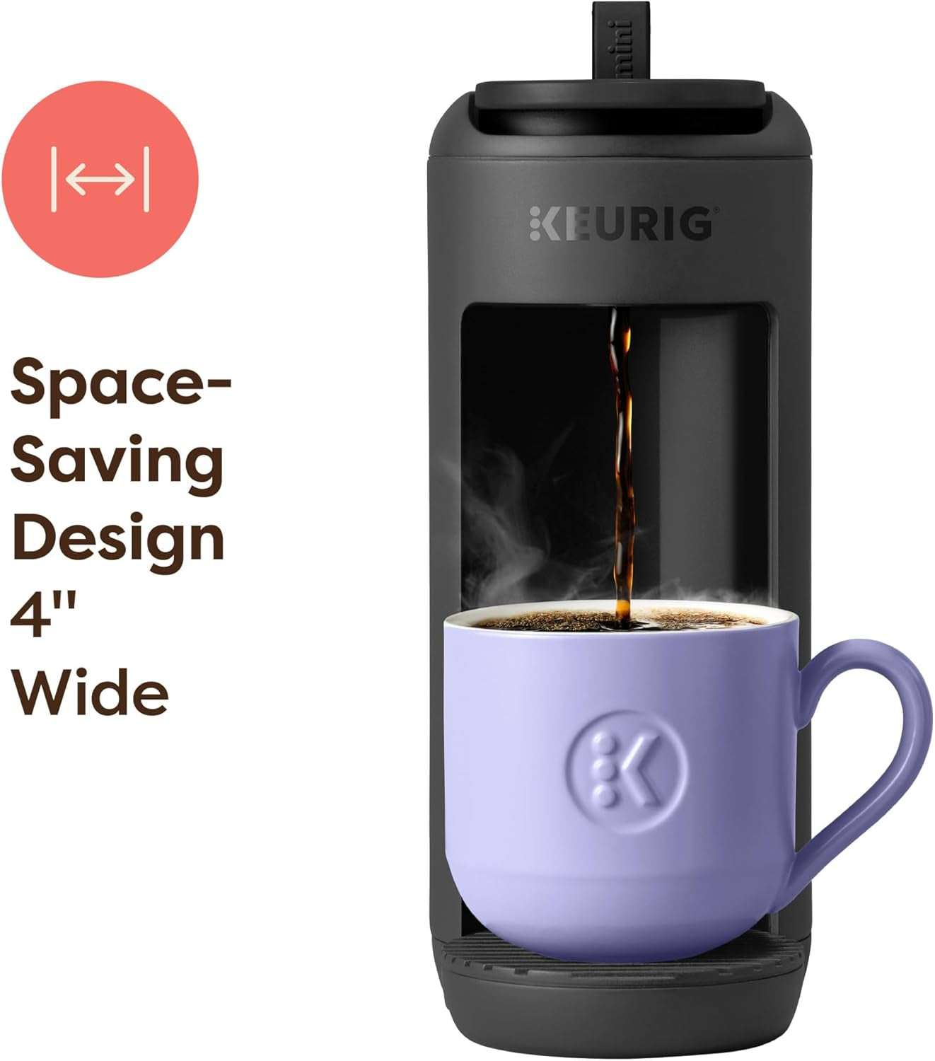 Keurig K-Mini Mate Single Serve Coffee Maker – Ultra-Compact 4” Width, Travel Mug Friendly, Ideal Holiday Gift for Small Spaces, Black