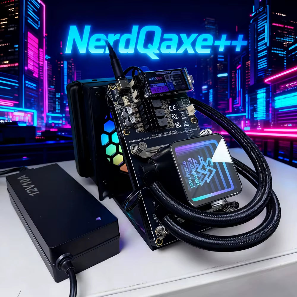 Brand New Nerdqaxe++ Hydro 4.8Th/S 80W BTC Miner 16J/Th 4*BM1370 ASIC Chips, 2.4G Wifi Crypto Machine Open-Source Miner with PSU