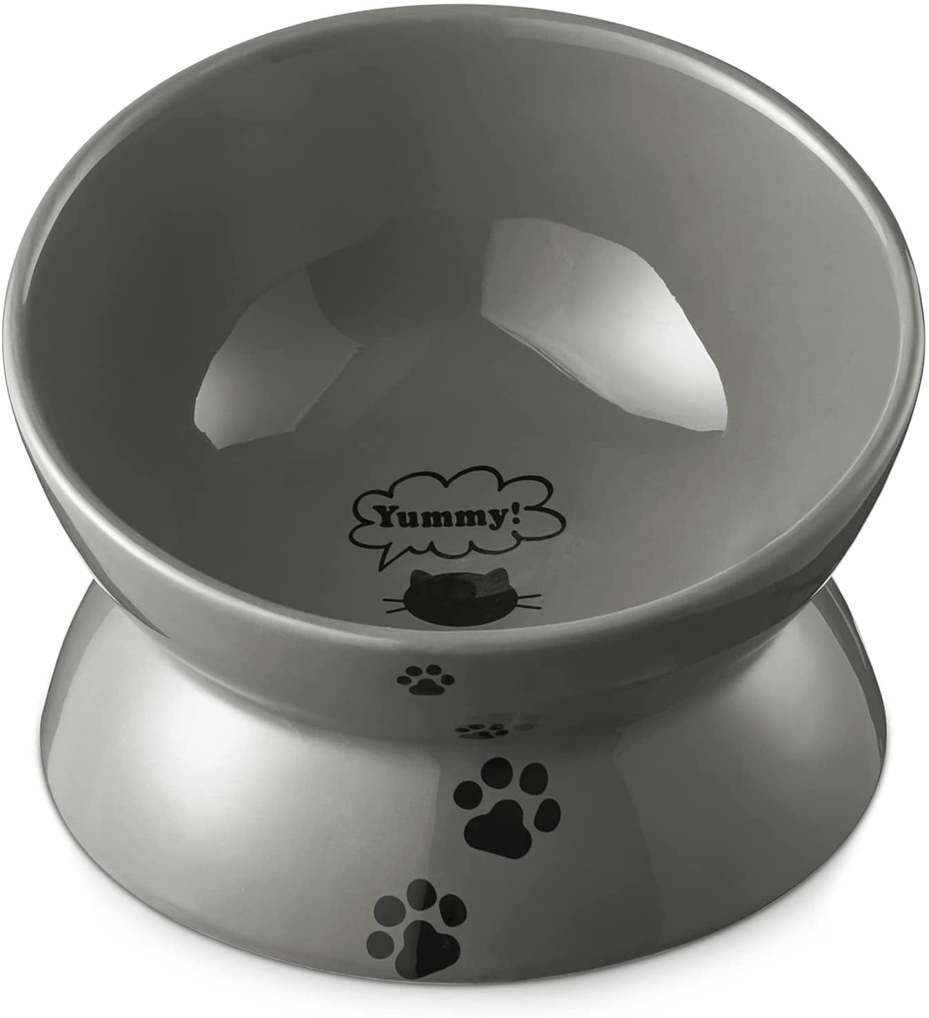 Y YHY Ceramic 15 Ounce Slanted Cat Food Water Bowl, Lake Blue