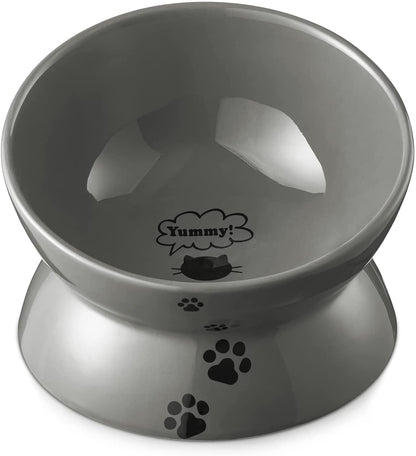 Y YHY Ceramic 15 Ounce Slanted Cat Food Water Bowl, Lake Blue
