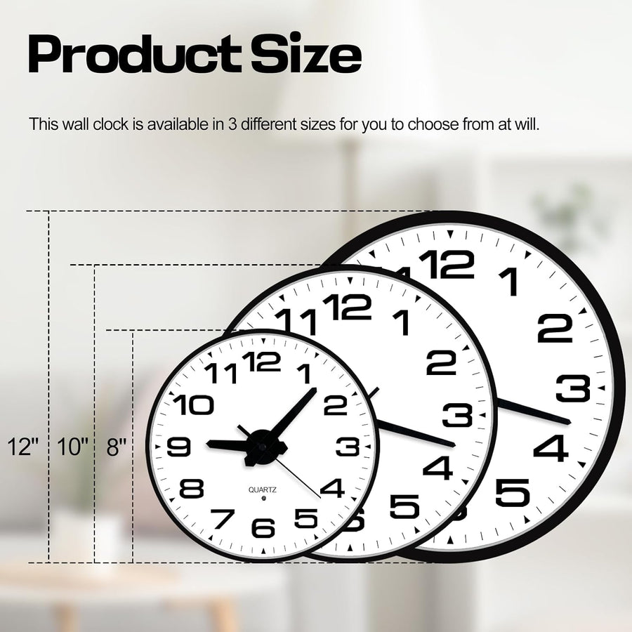 Night Light Wall Clocks Battery Operated, 8 Inch Silent Wall Clock for Bedroom Night Glow, Sound Control Luminous Wall Clocks for Living Room Decor, LED Wall Clock Modern for Kitchen Office