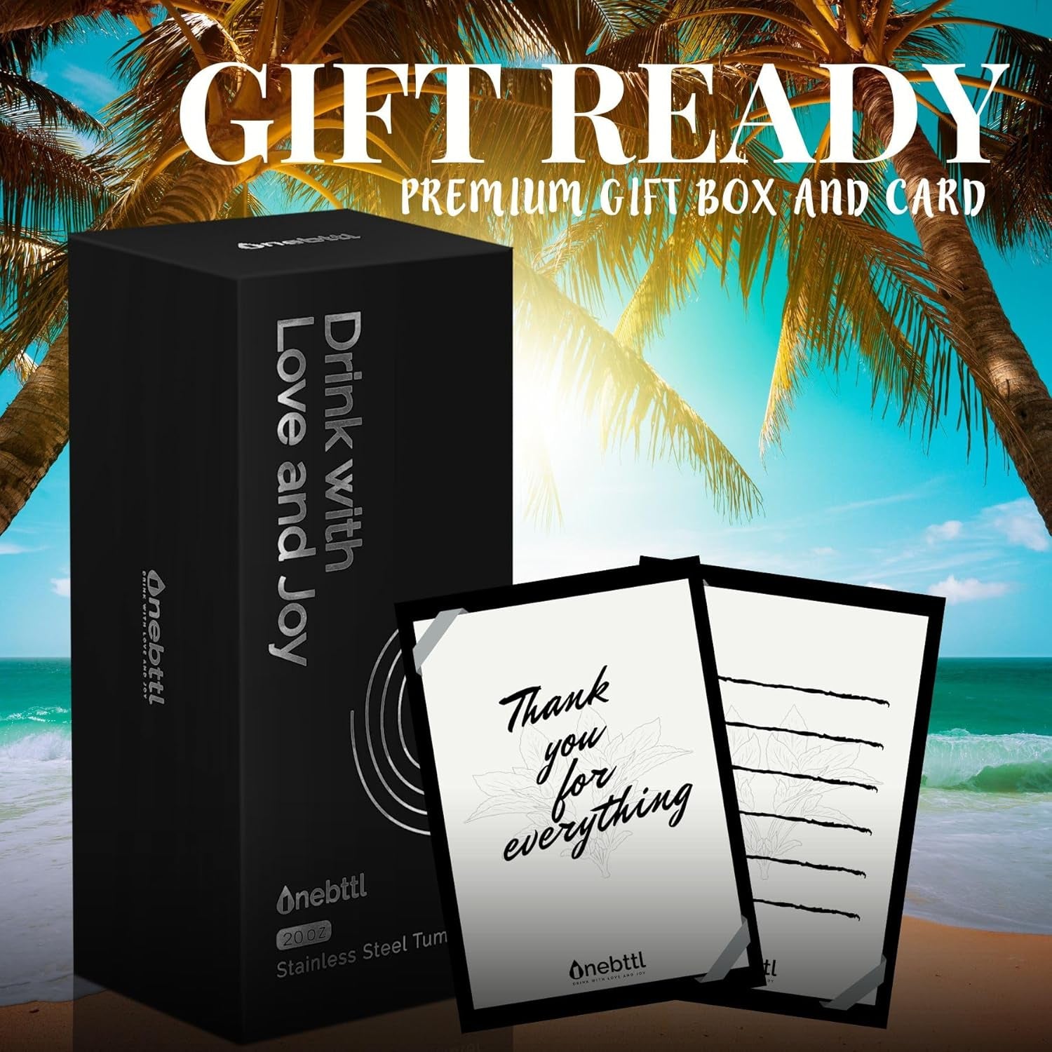 Onebttl Beach Gifts for Women or Men, 20Oz Vacuum Insulated Stainless Steel Travel Tumbler with Lid, Beach Themed Gifts, Gifts for Beach Lovers, Blue (Life Is Better at the Beach)