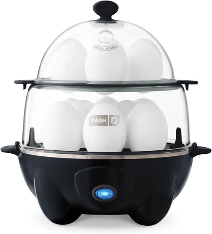 Ultimate Deluxe Rapid Egg Cooker - Perfectly Cook 12 Eggs, Poached, Scrambled, or Steamed with Auto Shut-Off - Sleek Black Design