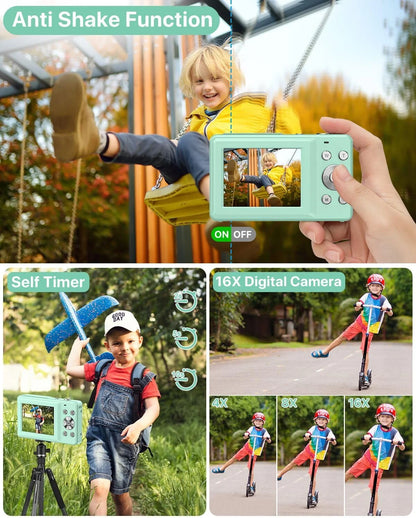 ACTITOP Digital Camera FHD1080P 44MP Portable Camera for Kids 2.4"LCD Screen Small Video Camera with 32G Card
