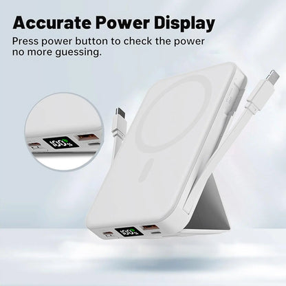 Portable Wireless Fast Charger, 10000Mah (5000-10000Mah Range) Smart Power Bank with 22.5W PD Quick Charge, USB-C Port, LED Display, Compatible with Iphone Series for Travel Use