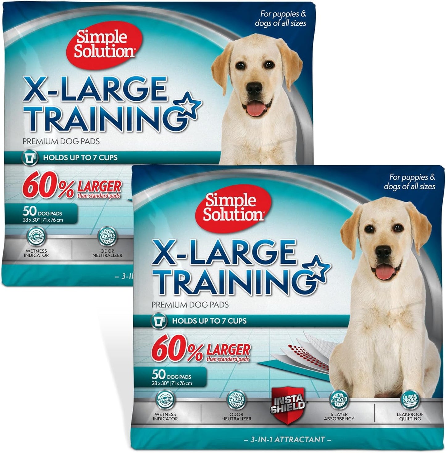 Simple Solution Puppy Pads Extra Large, Super Absorbent Pee Pads for Dogs, Doggie Potty Training, Puppy Essentials, X-Large for House Training, 28"X30", 50 Count