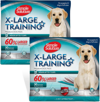 Simple Solution Puppy Pads Extra Large, Super Absorbent Pee Pads for Dogs, Doggie Potty Training, Puppy Essentials, X-Large for House Training, 28"X30", 50 Count