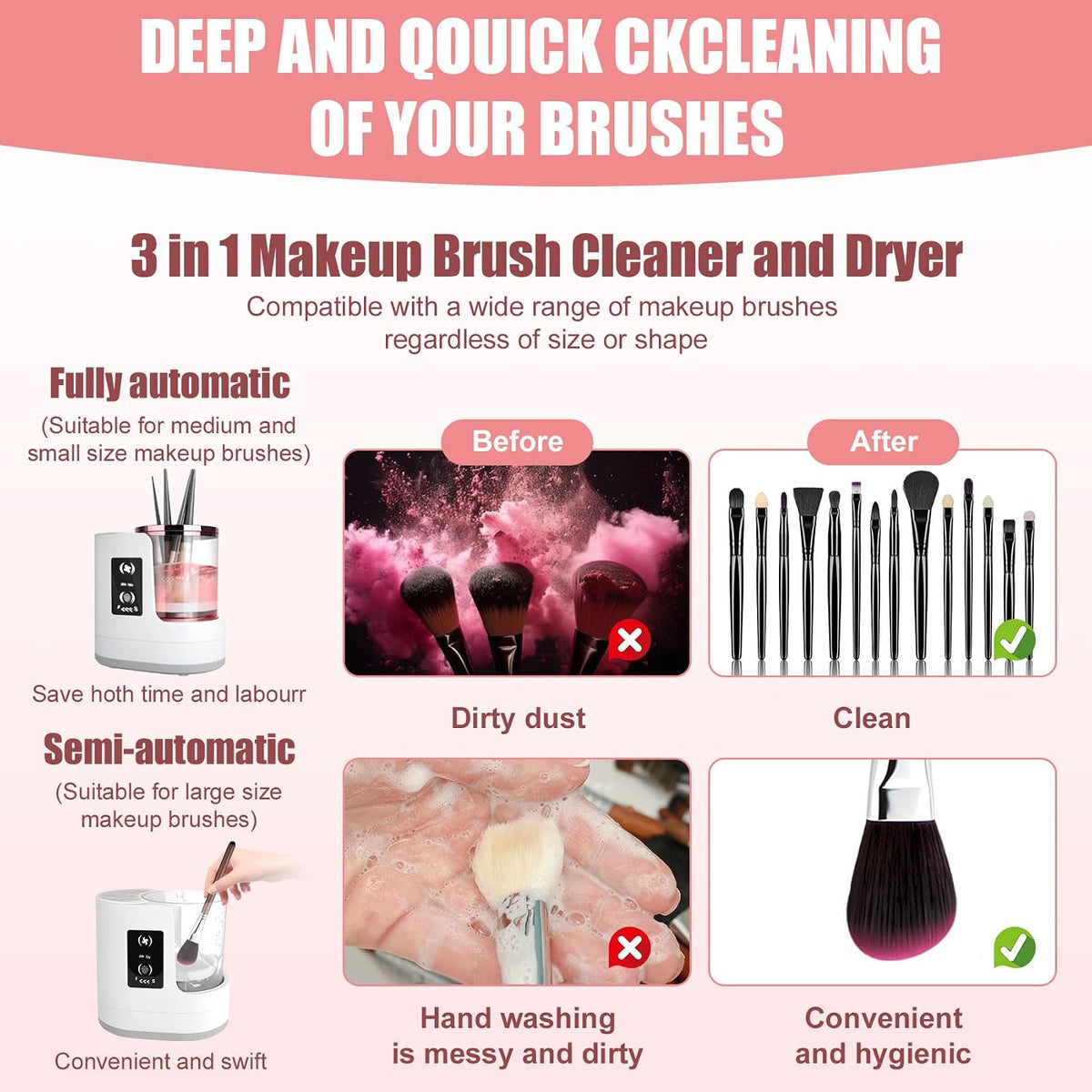 💄 Viral Vault™ Glam Spin™ — 3-in-1 Electric Makeup Brush Cleaner, Dryer & Holder