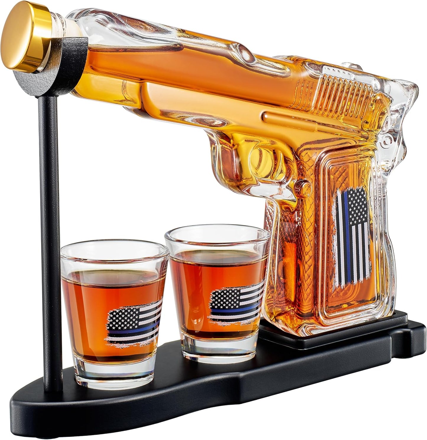 The Wine Savant Whiskey Gun Decanter Set + 2 Bullet Glasses - Birthday Pistol Gifts for Men Who Have Everything, Whiskey Gifts for Men Dad, for Father, Husband, Boyfriend & Military Enthusiasts