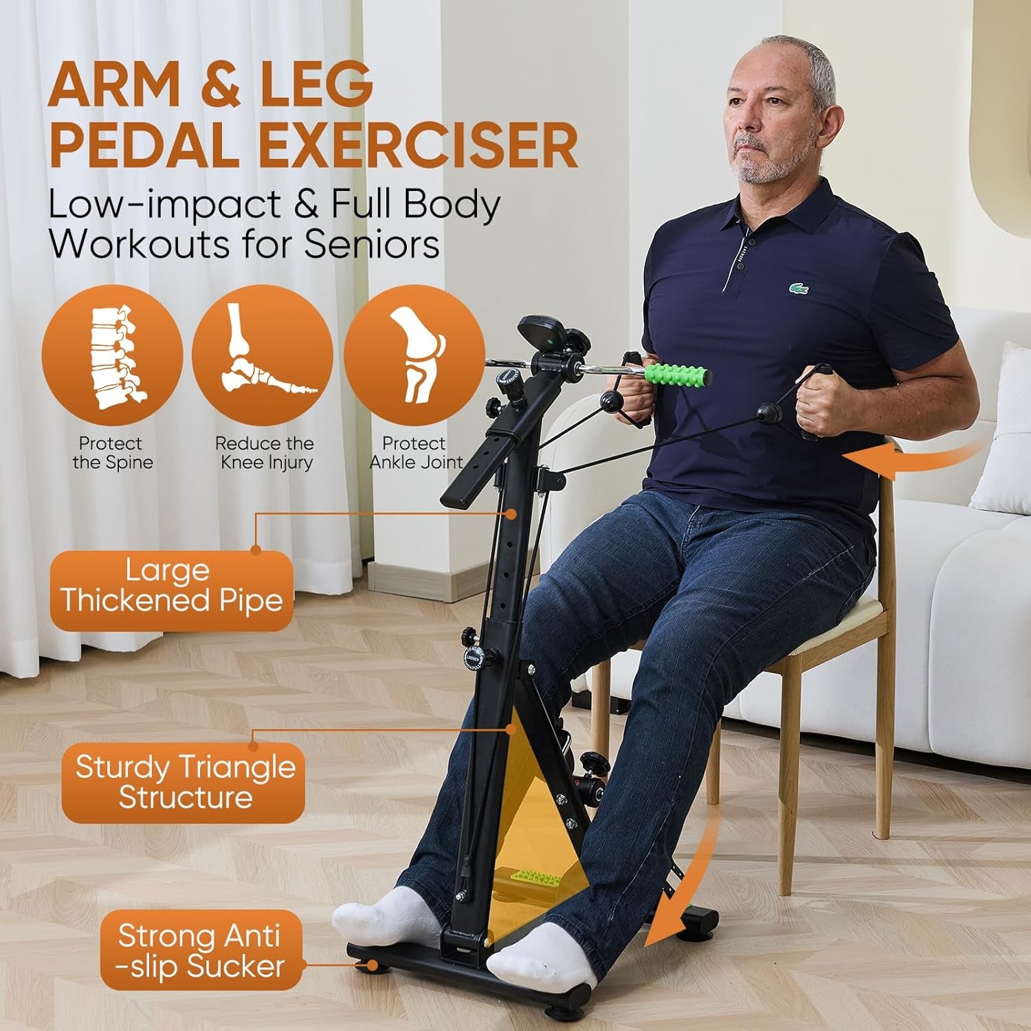 Pedal Exerciser Bike for Seniors, Hand and Leg Exercise Equipment for Knee and Arm Rehab, Stroke Recovery, Total Body Home Workout, Great Gift for Elderly Physical Therapy