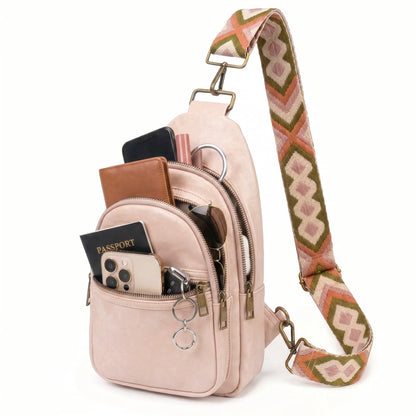 Unisex Brown Crossbody Sling Bag – Water-Resistant PU Leather Travel Bag