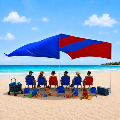 Millionshades® Beach Shade Sail – No Ropes, No Sandbags, Quiet in Wind, 8X8 Ft Wind-Propelled® Beach Shade Canopy, UPF 50+, Cozy for 2-3 People