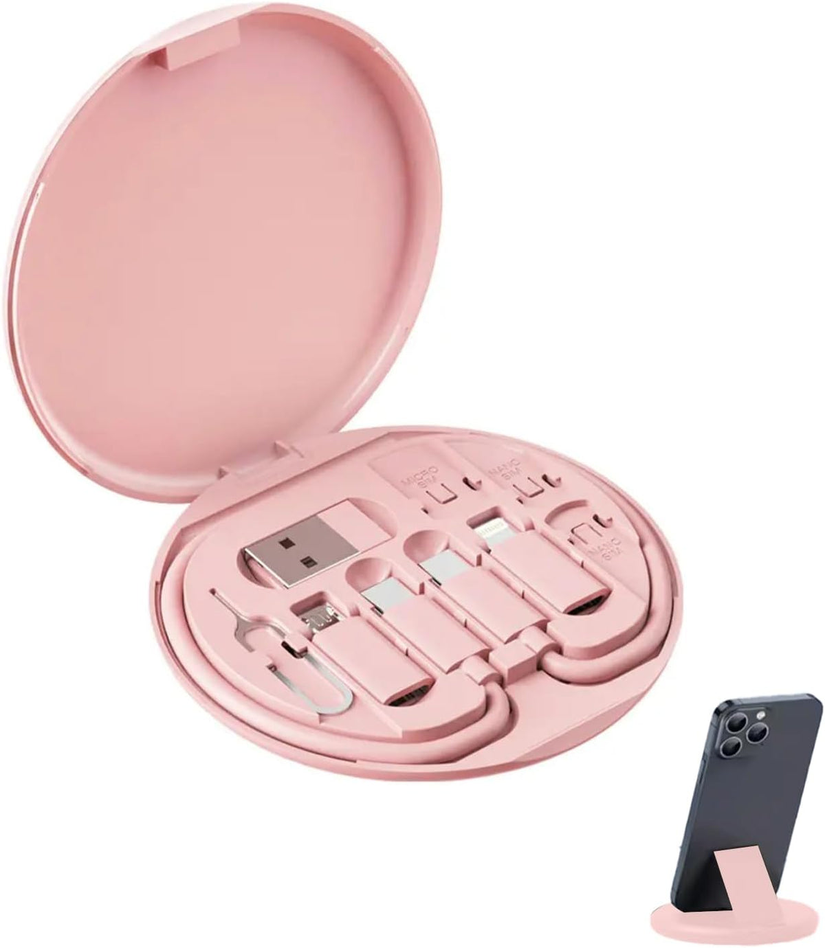 Universal USB Charging Adapter Kit with SIM Eject Tool – Compact Travel Cable Organizer