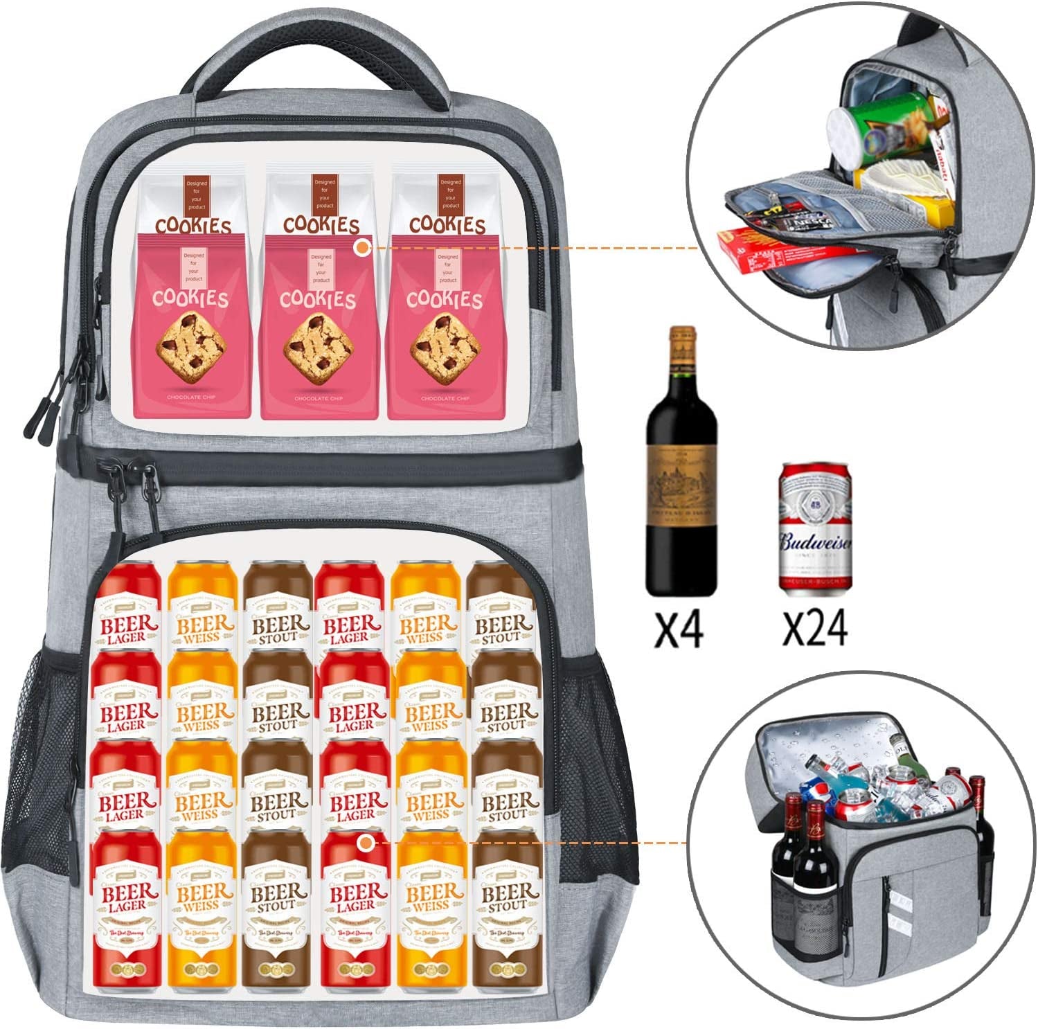 FORICH Backpack Cooler Leakproof Insulated Waterproof Backpack Cooler Bag, Lightweight Soft Beach Cooler Backpack for Men Women to Work Lunch Picnics Camping Hiking, 30 Cans
