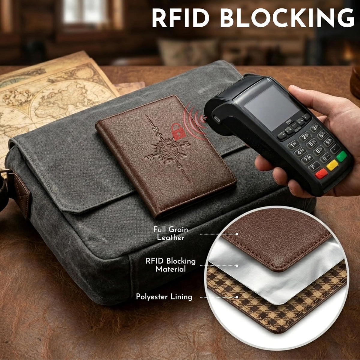  Viral Vault Leather Passport Holder — Genuine Leather, RFID Blocking & Air Tag Holder