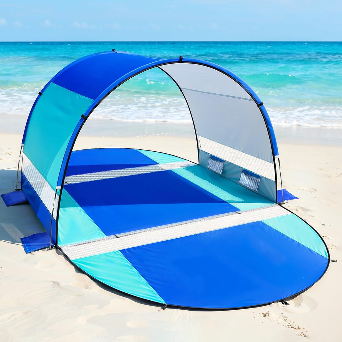 Seabreeze Haven™ Tent / Rhino Valley Beach Tent with Double Zippered Doors, Beach Tent Sun Shelter with UPF50+ UV Protection, Beach Canopy Portable Storage Bag for Beach Camping Fishing, for 2-3 People