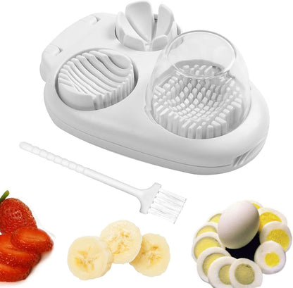 2 Pcs 3 in 1 Egg Slicer,Egg Slicer for Hard Boiled Eggs,Stainless Steel Strawberry Slicer,Egg Cutter,Egg Opener for Hard Boiled Eggs,3 Slice Modes for Strawberry, Mushroom, Grape, Cherry Tomato