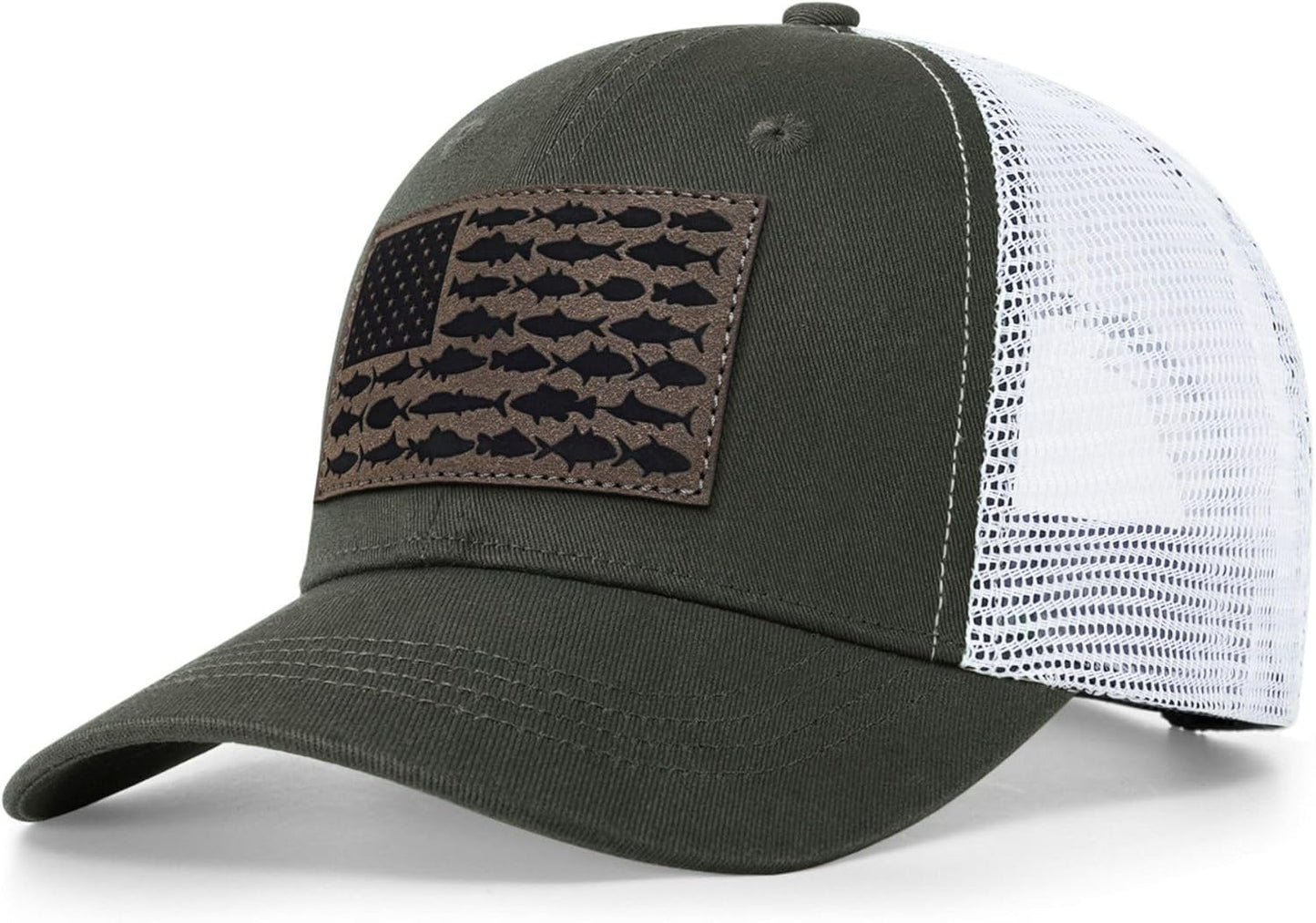 American Fish Flag Trucker Hat, Fishing Gifts for Men, Snapback Fishing Hat Perfect for Fishing and Daily Use