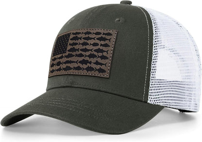 American Fish Flag Trucker Hat, Fishing Gifts for Men, Snapback Fishing Hat Perfect for Fishing and Daily Use