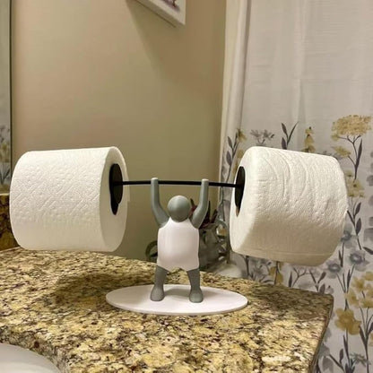 Stand Weightlifter with Barbell, Weightlifter Toilet Roll Holder,Fitness Enthusiasts Fun Bathroom Kitchen Decor, Unique 3D Printed Design Toilet Paper Holder