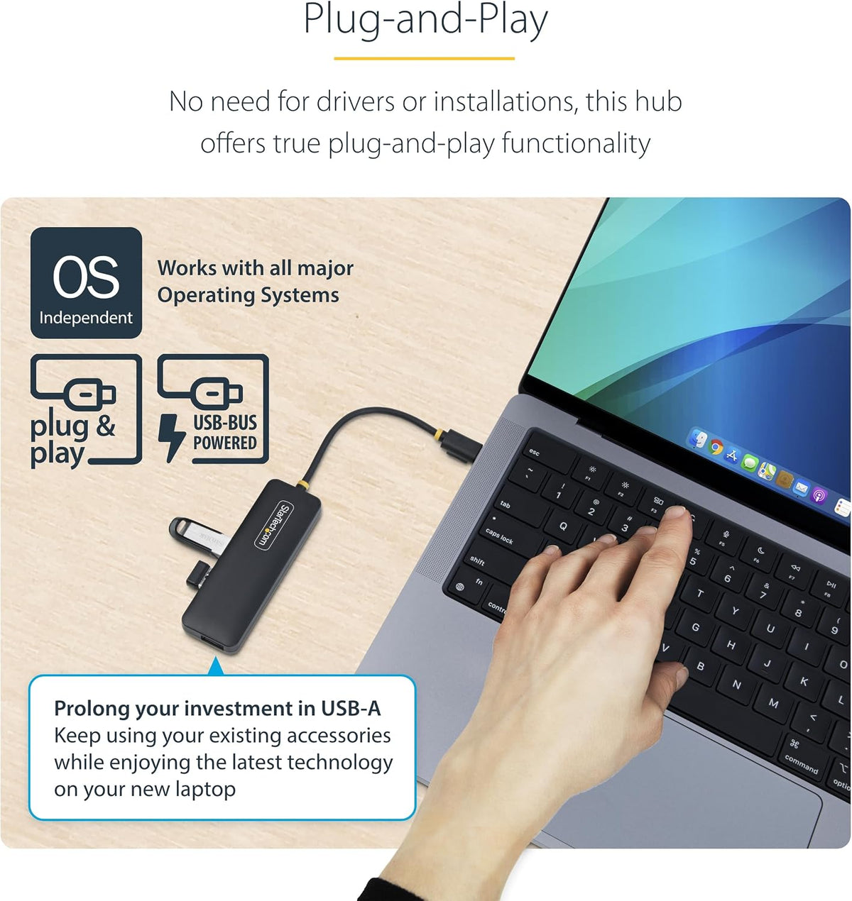 4-Port USB-C Hub with USB 3.0 – 5Gbps High-Speed Data Transfer