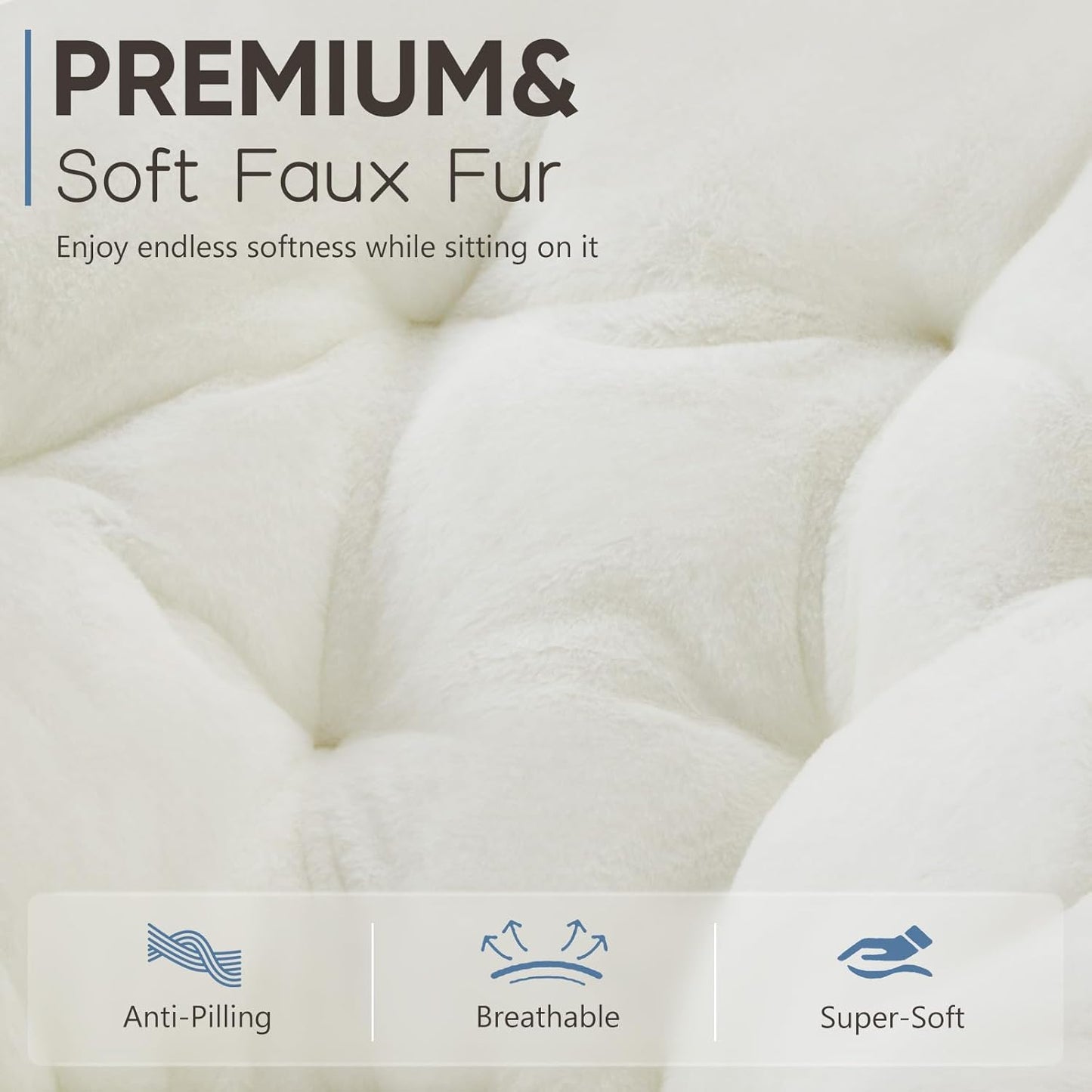 DUMOS Comfy Saucer Chair, Faux Fur Lounge Seasting XL Circle Chair for Bedroom, Dorm & Gaming, Foldable Fashion Accent Seat for Small Spaces, Folding Moon/Mushroom/Round Oversized Style