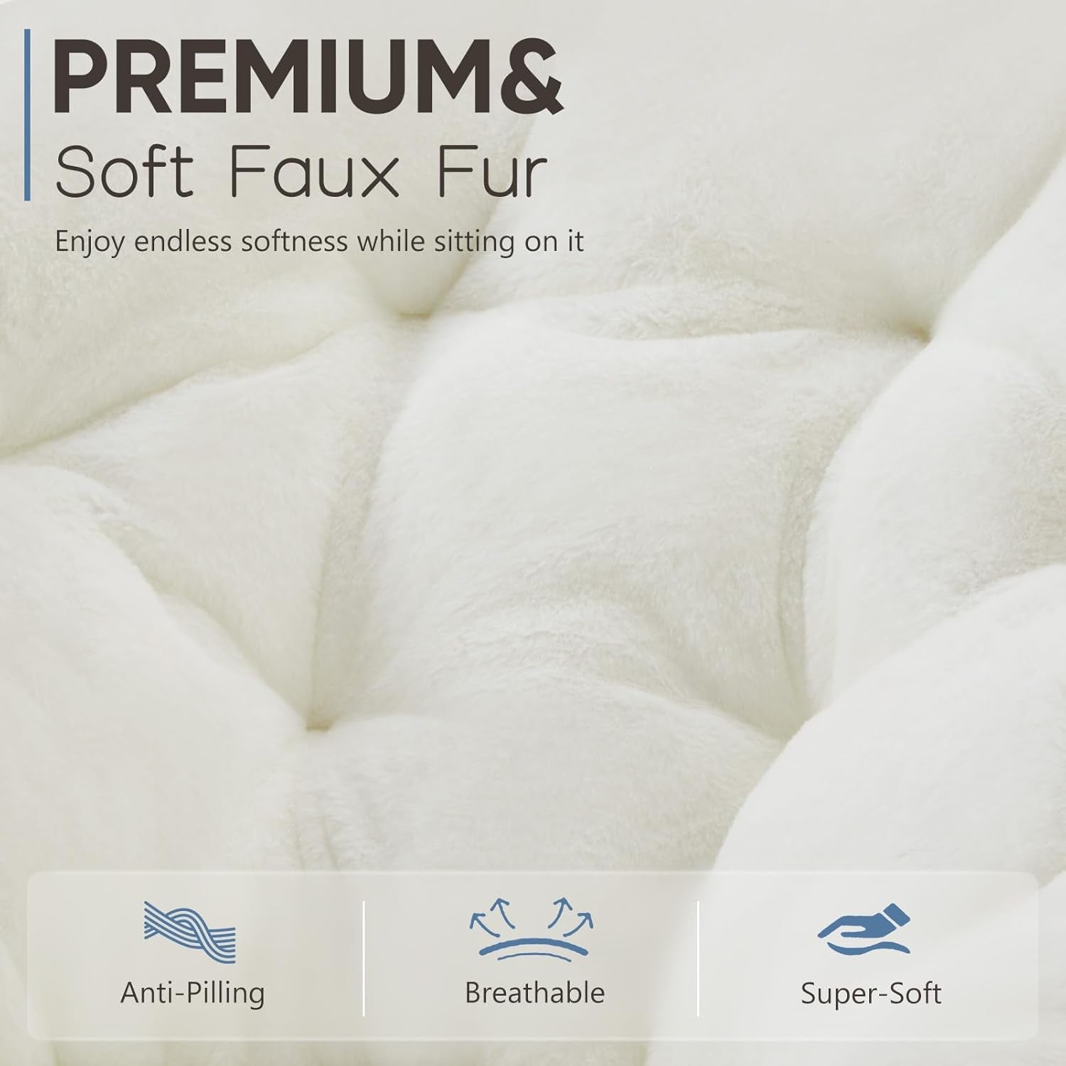 DUMOS Comfy Saucer Chair, Faux Fur Lounge Seasting XL Circle Chair for Bedroom, Dorm & Gaming, Foldable Fashion Accent Seat for Small Spaces, Folding Moon/Mushroom/Round Oversized Style