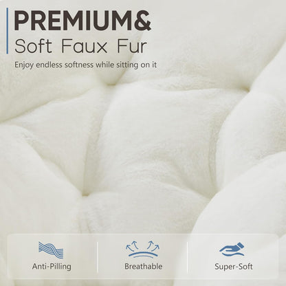 DUMOS Comfy Saucer Chair, Faux Fur Lounge Seasting XL Circle Chair for Bedroom, Dorm & Gaming, Foldable Fashion Accent Seat for Small Spaces, Folding Moon/Mushroom/Round Oversized Style