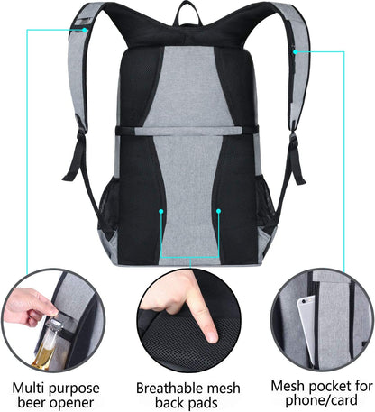 FORICH Backpack Cooler Leakproof Insulated Waterproof Backpack Cooler Bag, Lightweight Soft Beach Cooler Backpack for Men Women to Work Lunch Picnics Camping Hiking, 30 Cans