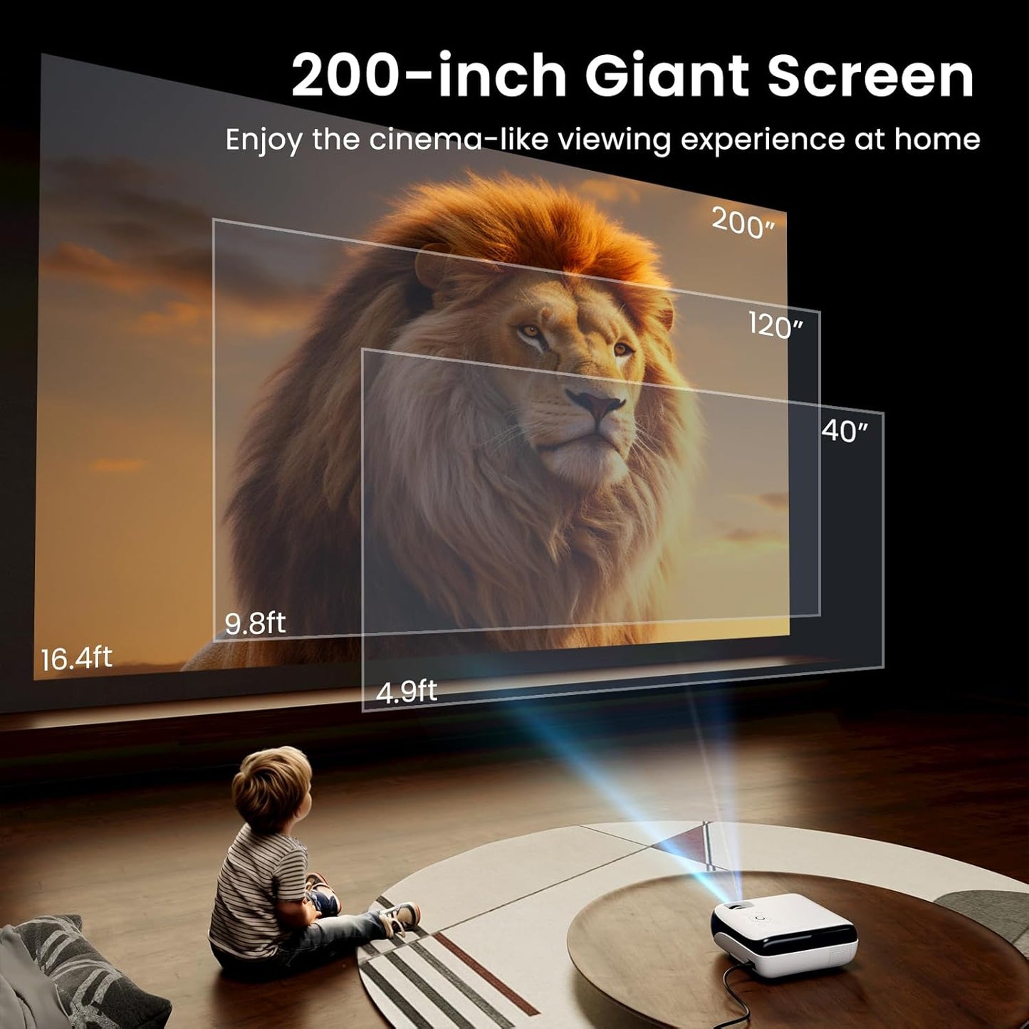 HAPPRUN Native 1080P Bluetooth Mini Projector, Full HD Portable Outdoor Movie Projector with Built-In Speaker, Compatible with Smartphone, HDMI, USB, AV, Fire Stick, PS5 for Home, Bedroom, Outdoor Use