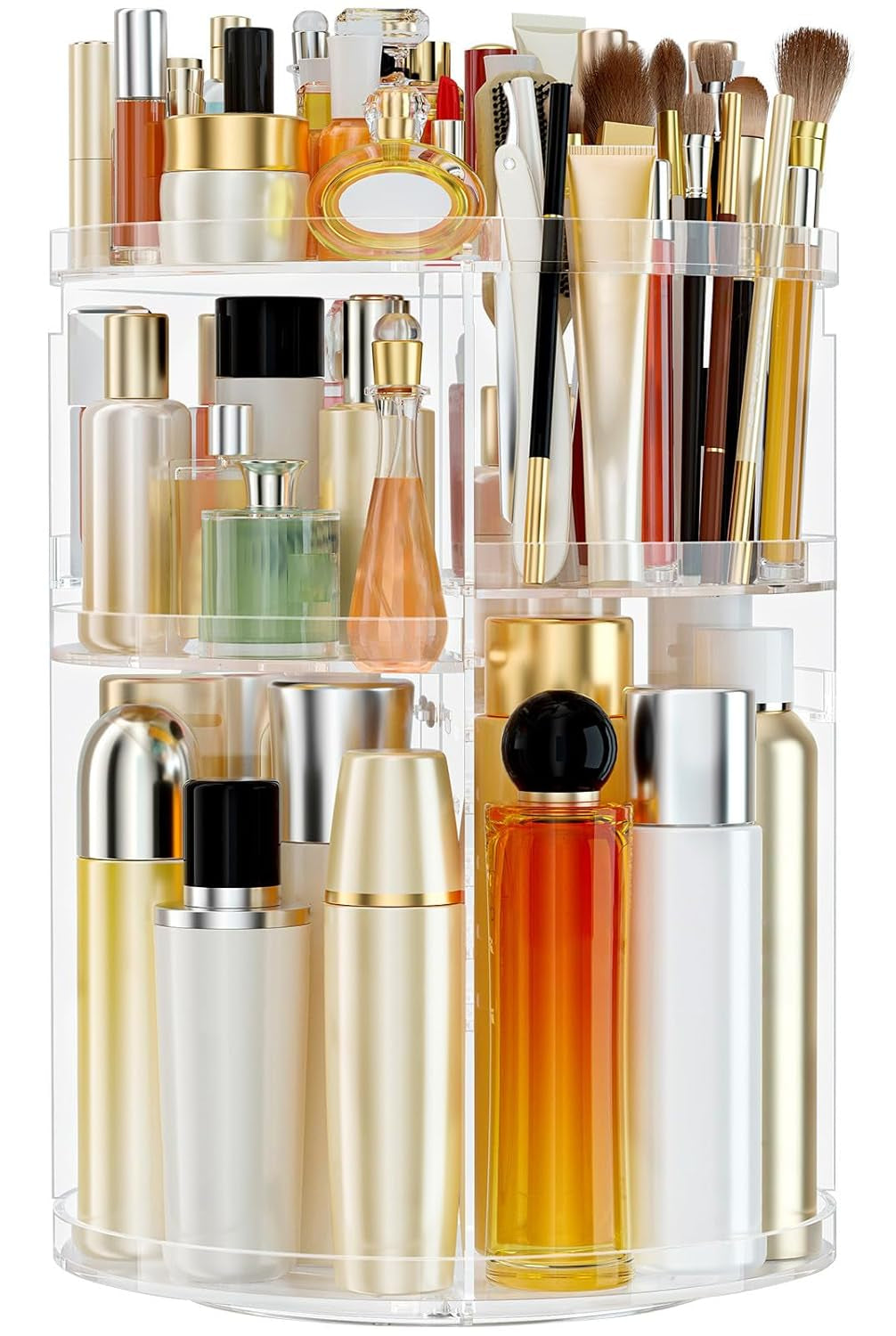 360 Degree Rotating Makeup Organizer, Extra Large Capacity Perfume Organizer, Removable DIY 7 Layers Make up Organizer for Vanity, Cosmetic Display Case Organizador De Maquillaje (Clear)