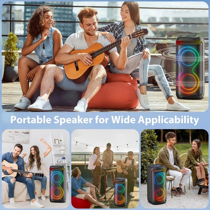 JYX T20 Bluetooth Party Speaker | Portable PA System with Dual 6.5" Subwoofers, RGB Lights & Karaoke