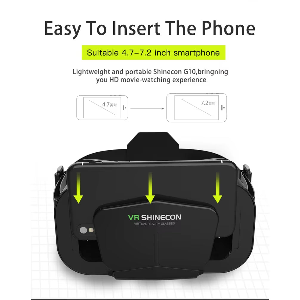 Shinecon VR Glasses 3D Headset Virtual Reality Devices Helmet Viar Lenses Goggle Smartphone Cell Phone Smart Games Mobile Viewer