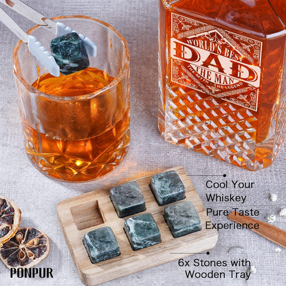 Gift Whiskey Decanter Set with 2 Glasses, Unique Cool Dad Birthday Gift from Daughter Son, Best Christmas Retirement Present for Man Father